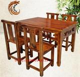 实木复古餐桌椅 碳化防腐木桌椅组合 松木饭店餐桌农家乐家用餐桌