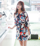 韩国代购2016夏季新款太阳的后裔宋慧乔同款修身显瘦短袖连衣裙女