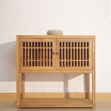 榆木实木家具现代新中式餐边柜储物柜碗柜免漆可定做特价禅意家具