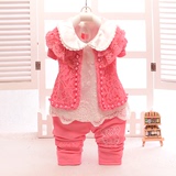 女童春秋装新款女宝宝加厚纯棉两件套装婴儿衣服0-1-2-3岁长袖潮