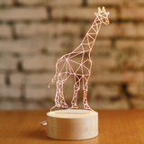 北欧宜家实木创意长颈鹿灯北欧简约动物台灯创意台灯生日礼物台灯