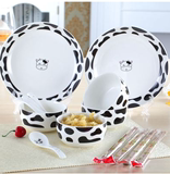 奶牛碗碟套装陶瓷餐具 家用骨瓷碗盘碟 韩式套碗卡通创意情侣碗勺