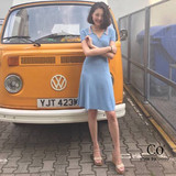 韩国2016秋装新款女装显瘦短袖高腰中长款针织连衣裙修身打底裙子