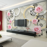 3d欧式现代简约圈圈玫瑰花客厅卧室电视背景墙纸无缝无纺布壁画
