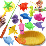 【天天特价】儿童钓鱼玩具磁性双面鱼套装宝宝洗澡戏水小猫钓鱼