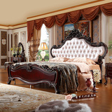 美式实木床 1.8米真皮奢华婚床 简约现代公主卧室双人床家具