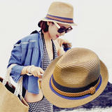 夏天小礼帽韩国版女士季太阳遮阳防晒沙滩海边度假英伦爵士草帽子