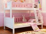 地中海环保儿童双层上下床子母床双层床高低女孩公主实木粉色定制