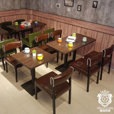 美式复古咖啡厅桌椅奶茶店仿实木餐椅铁艺休闲酒吧西餐厅桌椅组合