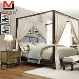 新中式全实木双人床1.8米卧室雕花婚床样板间古典复古水曲柳大床