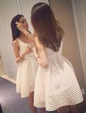 2016夏季新款正品韩版高腰修身镂空无袖连衣裙高端气质蓬蓬A字裙