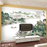 中式古典山水情国画立体大型壁画客厅办公室影视墙壁纸无缝墙布