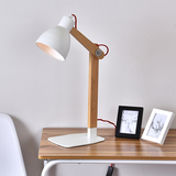 韩式原木台灯 现代简约风办公书桌实木学习工作北欧卧室床头台灯