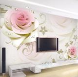 电视背景墙壁纸3d定制壁画简约客厅卧室欧式花朵墙纸玫瑰花