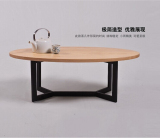 欧式简易小户型创意实木铁艺简约现代圆形客厅阳台桌子 小茶几