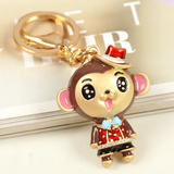 韩国水钻卡通礼帽猴子汽车钥匙扣钥匙链 包挂件 女生生日礼物礼品