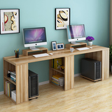 简约现代电脑桌台式家用写字台双人电脑桌办公桌书桌书柜书架组合
