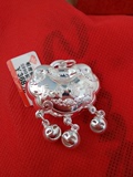 精品S990纯银~长命富贵~空心双面童锁~容翡翠珠子红绳