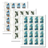 2016-3 刘海粟作品选 邮票 大版张 完整大版 3张大版全品对号