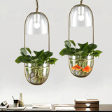 北欧田园宜家简约创意玻璃别墅床头阳台走廊时尚原创植物吊灯包邮
