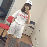 2016韩国ulzzang原宿BF风字母宽松短袖T恤+短裤休闲运动套装女夏