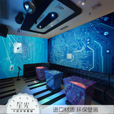 3D立体字母数字电路板科技主题墙纸餐厅酒吧ktv包厢个性抽象壁画