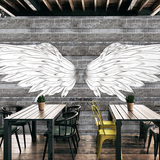 3D立体个性天使翅膀大型壁画仿砖墙砖纹壁纸咖啡厅休闲吧网吧墙纸
