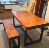 复古实木铁艺餐桌洽谈办公桌椅组合长方形桌子长桌工作台咖啡书桌