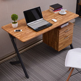 电脑桌带书柜组合家用办公桌现代简约书桌写字台简易钢木台式桌子