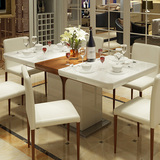 钢化玻璃餐桌多功能伸缩餐桌椅组合6人 现代简约烤漆储物折叠餐台