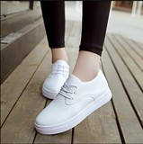 秋季韩版初中高中学生白色小皮鞋英伦学院风女鞋平底厚底松糕单鞋