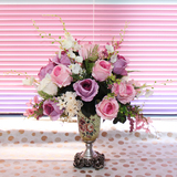 欧式仿真花套装玫瑰跳舞兰高档树脂花瓶家居客厅电视柜装饰摆放花