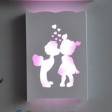青梅竹马超薄LED装饰壁灯床头灯卧室卡通墙壁灯具粉色长方形PVC