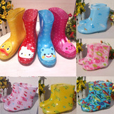 【包邮】糖果色卡通透明水晶儿童雨鞋水鞋男童女童成人雨靴