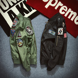 美国空军刺绣徽章棒球服MA-1飞行员夹克外套青年男女工装外衣潮