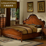 欧美式风格大床 实木雕花美式双人床1.8米结婚床卧室主人房木质床