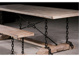 美式长方形饭桌 复古餐桌 实木长条桌休闲咖啡桌 家用餐桌椅组合