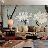 欧式3d立体客厅卧式壁纸油画花卉沙发电视背景墙墙纸墙布壁画温馨