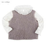 MINI PEACE春秋新款韩版打底衫针织羊绒马甲背心中小女童两件套装