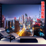 现代3d立体高楼城市夜景电视背景墙纸墙壁纸客厅沙发无缝大型壁画