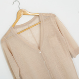 短袖亚麻针织开衫女装韩版修身外搭夏季超薄款防晒空调衫毛衣外套