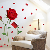 3D立体感玫瑰花卧室床头装饰品墙纸贴画 客厅房间创意自粘墙贴纸