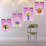花卉仿真3d立体花瓶墙贴纸贴画欧式创意卧室温馨客厅背景墙壁装饰