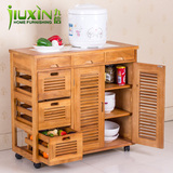九信餐边柜实木现代简约可移动厨房收纳柜客厅碗柜蔬菜水果储物柜