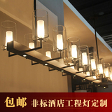 新中式仿古餐吊灯吧台灯长方形烛台灯具酒店茶楼工程餐厅铁艺吊灯