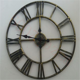 欧式复古创意铁艺挂钟订做大号圆形客厅卧室时尚装饰电子静音时钟