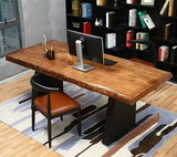 美式乡村loft铁艺餐桌 北欧工业风电脑桌复古实木书桌 原木写字台