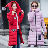 16冬装新款连帽棉衣女中长款显瘦保暖外套学生韩版修身羽绒棉服潮