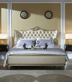 新古典实木雕花双人软包床美式简欧法式婚床后现代酒店现货