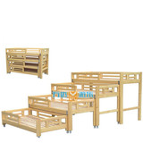 幼儿园儿童多层床樟子松实木床专用床抽屉床五层四层推拉床宝宝床